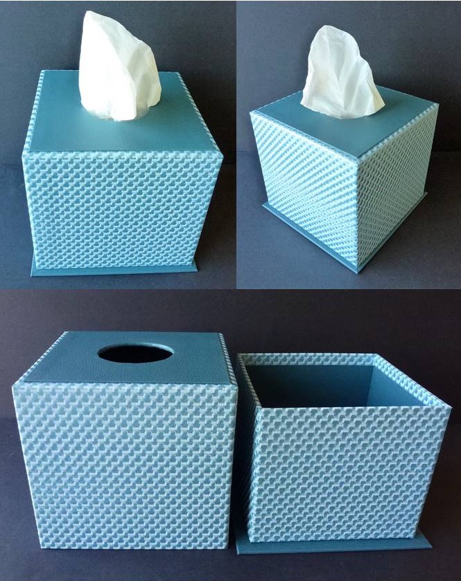 Cube mouchoir bleu métalisé